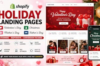 create shopify valentines day christmas mothers day fathers day landing page