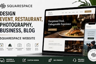 design event restaurant photography business blog setup squarespace website