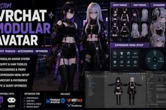 create custom vrchat avatar with outfit toggles and vrcfury, modular avatar