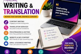 do professional writing services and translation to english