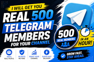 add 500 real telegram members to your channel fast