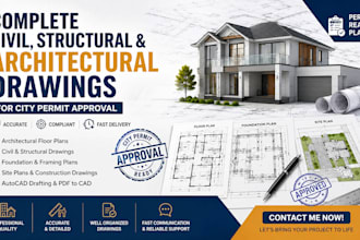 design architect civil and structural drawing permit plan, floor plan in texas