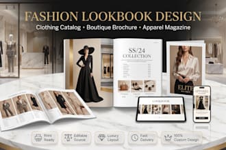 design fashion lookbook, apparel catalog, boutique brochure, sales booklet