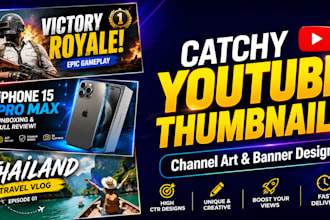 design attractive youtube thumbnails and professional channel banners