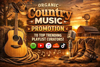 do organic country music promotion to top trending playlist curators