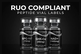 design fda compliant ruo peptide vial label and mockup