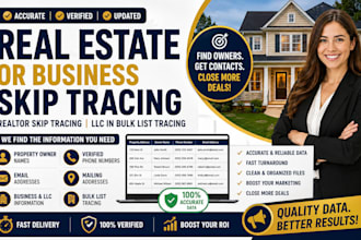 do real estate business skip tracking, realtor skip track, llc in bulk list lead