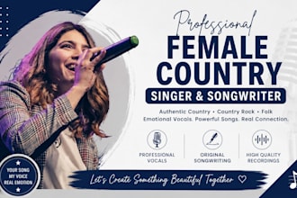 be your professional female pop, edm and rock singer songwriter vocalist