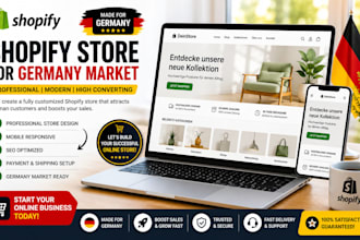 create a shopify store for the germany market with sseo and product upload