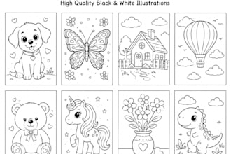 create printable children colouring book and drawing pages for KDP