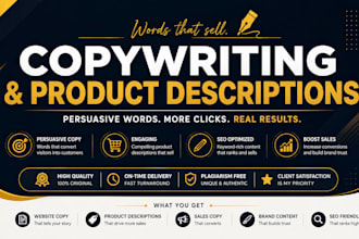 provide product descriptions, copywriting, and sales copy