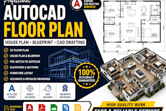 draw professional autocad floor plan, house plan, blueprint and cad drafting