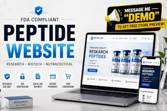 build fda compliant peptide website, research peptide store, nutraceutical site