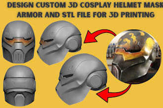 design custom 3d cosplay helmet, mask, armor, and stl file for 3d printing