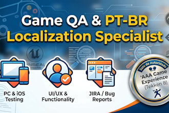 do game testing, software QA, and pt br localization testing