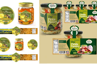 design food jar labels for sauce honey and spices in illustrator