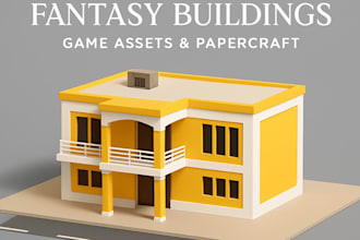 design low poly geometric fantasy building models for games and papercraft