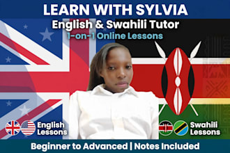 teach you english and swahili with 1 on 1 online lessons