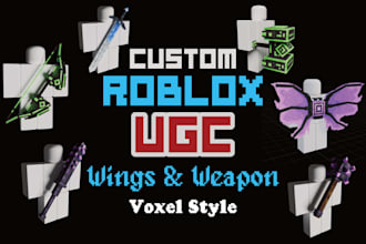 create voxel style roblox ugc wings and weapon accessories