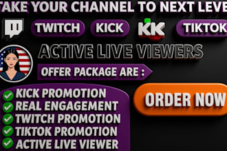 grow twitch, kick, and channel for organic growth and gain active viewers