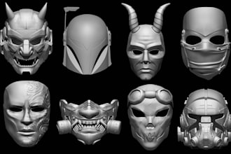 sculpt wearable 3d cosplay mask 3d helmet anime mask oni mask model 3d printing