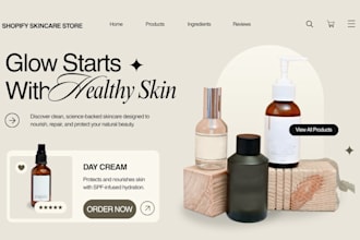 design skincare shopify store, skin care website, beauty and cosmetics website