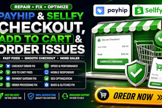 repair payhip sellfy checkout, add to cart and order issues