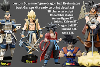 create custom 3d anime figure dragon ball resin statue bust and garage kit stl