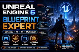 develop unreal engine 5 blueprint gameplay systems ai UI and multiplayer