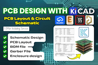 design and optimize multi layer pcb layout schematic and gerber files in kicad