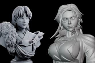 sculpt realistic 3d head model, 3d face, 3d bust sculpture for 3d printing