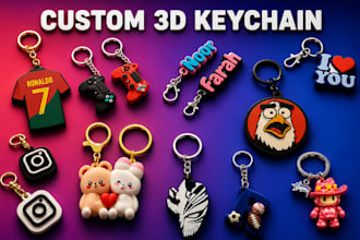 design custom 3d keychain stl 3mf file for 3d key chain 3d printing in 24hrs