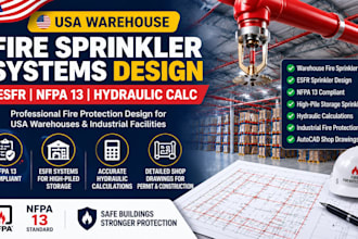 usa warehouse fire sprinkler systems esfr nfpa 13 hydraulic calc