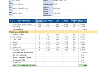 do professional garment costing for denim and woven apparel