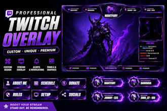 create a full twitch stream branding pack with animated overlays