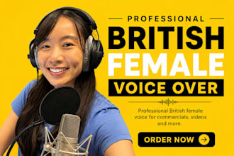 record a british female voice for commercial podcasts and corporate narration