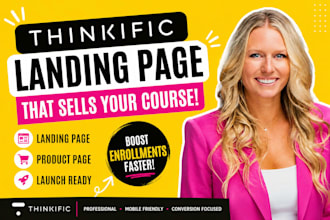 create thinkific landing page, thinkific product page for online course