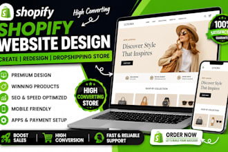 do shopify website design, create shopify store or shopify dropshipping store