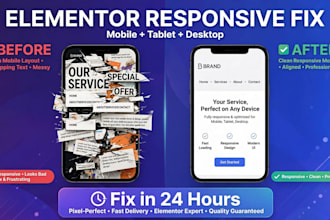 fix elementor responsive issues on mobile in 24h
