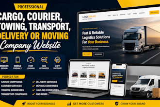 design cargo courier towing transport delivery or moving company website