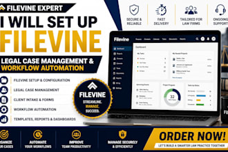 set up filevine, legal case management and workflow automation