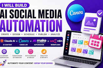 build ai social media automation with canva API make com n8n  openai claude
