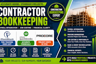 manage clockshark, quickbooks, procore bookkeeping for contractors with payroll