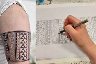 design custom polynesian maori samoan arm or leg band tattoo