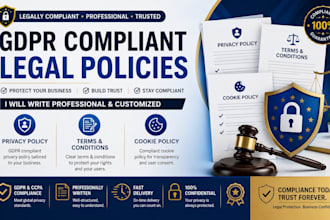 write gdpr compliant privacy policy terms and cookie policy for website
