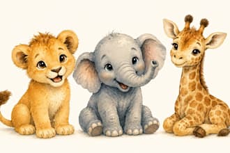 create adorable animal illustrations for childrens books and storybooks