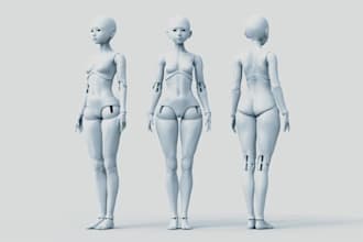 sculpt 3d doll, articulated 3d toy, 3d bjd model, ball joint doll, 3d toy design