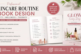 create skincare routine ebook canva beauty wellness therapy PDF design