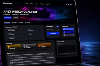 esport tournament website, gaming website and sport website