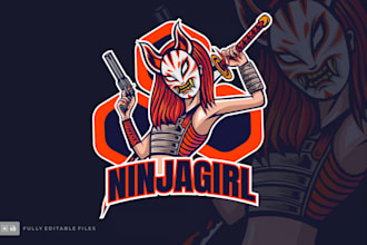 design a bold ninja mascot logo for esports